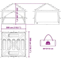 vidaXL Tienda interior para 7 personas y gris 300 x 300 x 250 cm Azul Discount