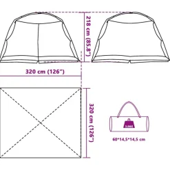vidaXL Actividades Al Aire Libre-Tienda mosquitera con techo 320 x 320 x 218 cm