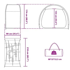 vidaXL Tienda para guardar bicicletas 210 x 90 x 174 cm Verde Outlet