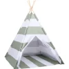 vidaXL Estructuras Para Juegos Al Aire Libre-Tienda para niños Rayado Gris y blanco 120 x 120 x 150 cm