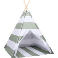 vidaXL Estructuras Para Juegos Al Aire Libre-Tienda para niños Rayado Gris y blanco 120 x 120 x 150 cm