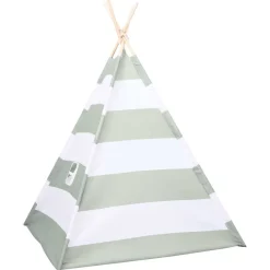 vidaXL Estructuras Para Juegos Al Aire Libre-Tienda para niños Rayado Gris y blanco 120 x 120 x 150 cm