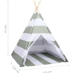 vidaXL Estructuras Para Juegos Al Aire Libre-Tienda para niños Rayado Gris y blanco 120 x 120 x 150 cm