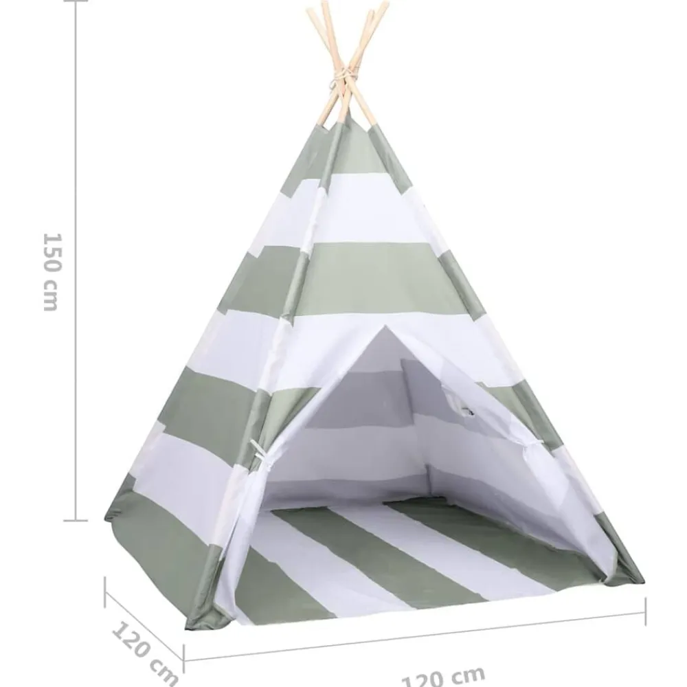 vidaXL Estructuras Para Juegos Al Aire Libre-Tienda para niños Rayado Gris y blanco 120 x 120 x 150 cm