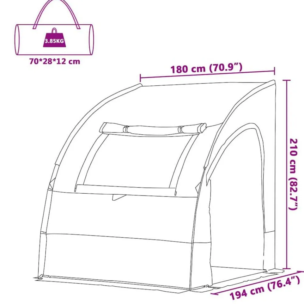 vidaXL Tienda para portón trasero 194 x 180 x 210 cm tafetán Verde Outlet