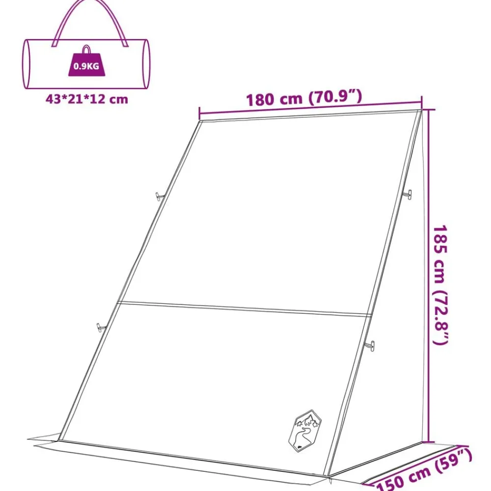 vidaXL Tienda para portón trasero 190 x 150 x 185 cm tafetán Verde Outlet