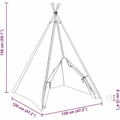 vidaXL Estructuras Para Juegos Al Aire Libre-Tienda tipi 120 x 120 x 150 cm Tela y Plástico