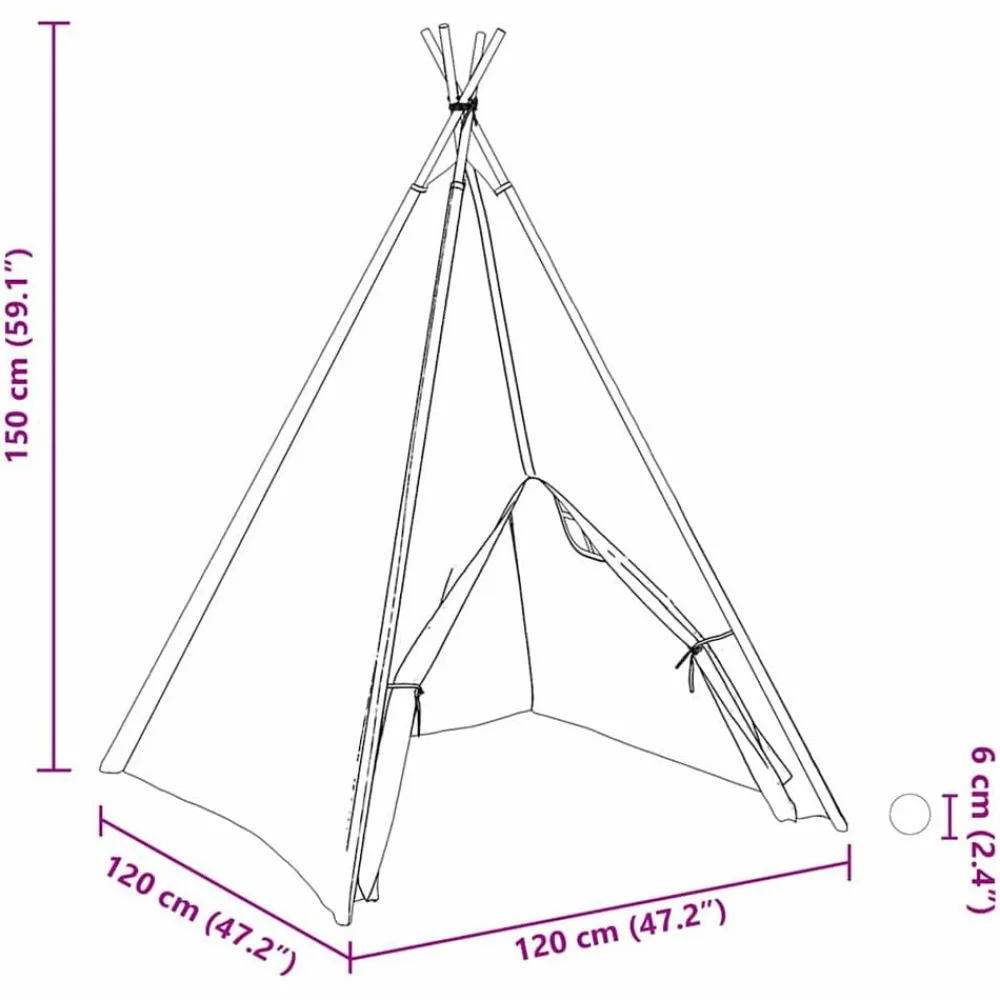 vidaXL Estructuras Para Juegos Al Aire Libre-Tienda tipi 120 x 120 x 150 cm Tela y Plástico