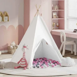 vidaXL Tienda tipi 120 x 120 x 150 cm Tela y Plástico /gris/rosa Clearance