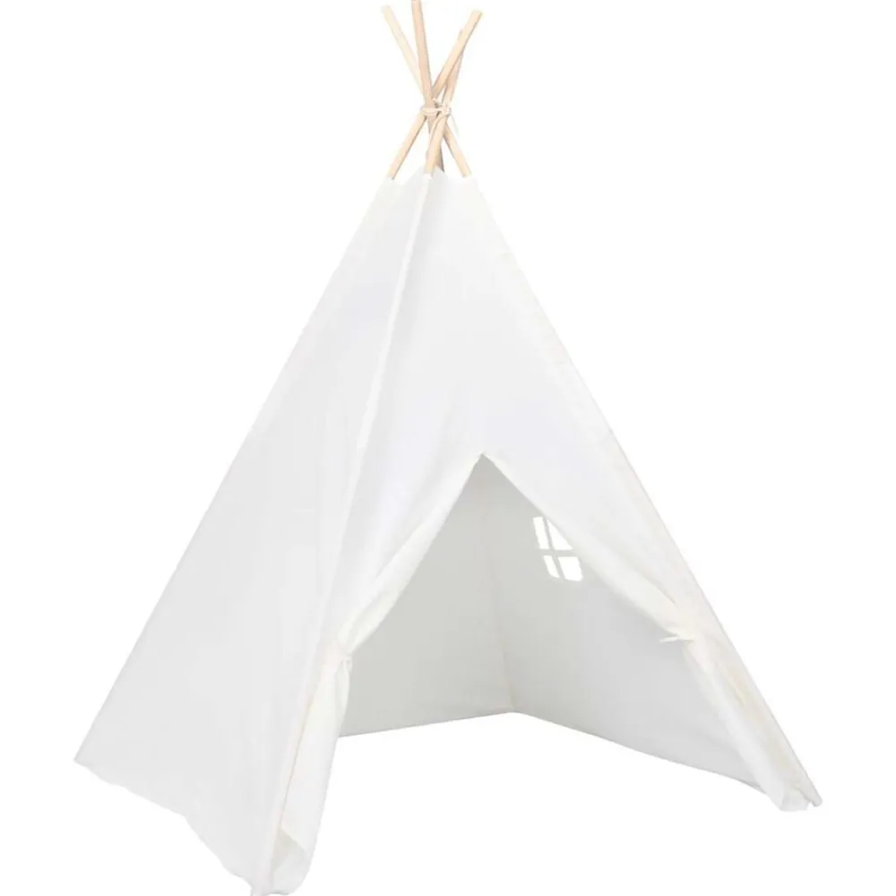 vidaXL Tienda tipi niños y bolsa piel melocotón 120x120x150cm Blanco