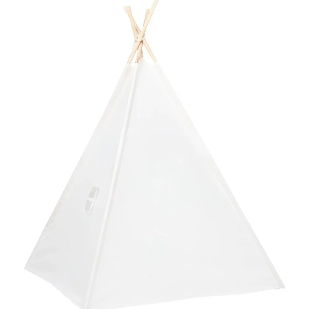 vidaXL Tienda tipi niños y bolsa piel melocotón 120x120x150cm Blanco