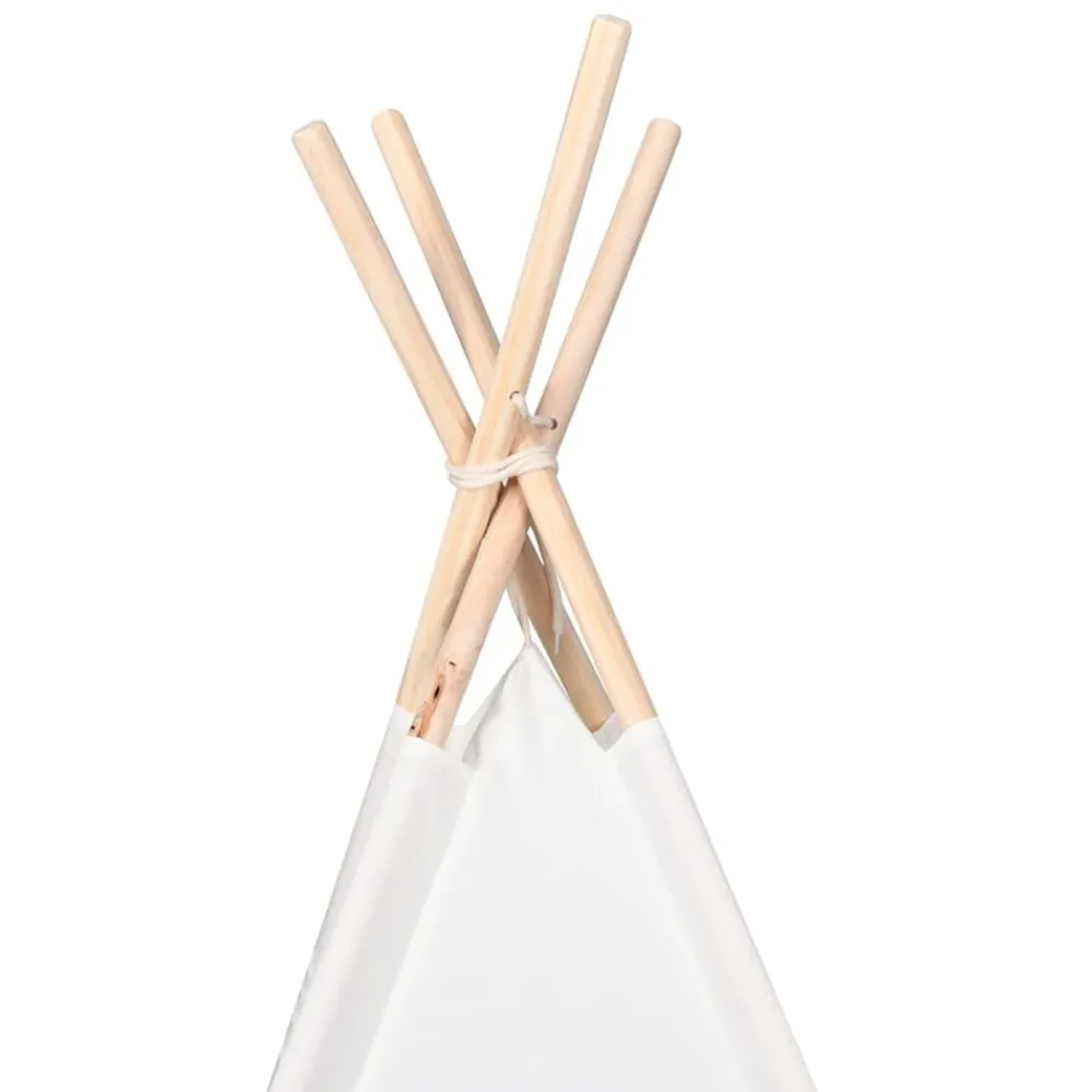 vidaXL Tienda tipi niños y bolsa piel melocotón 120x120x150cm Blanco
