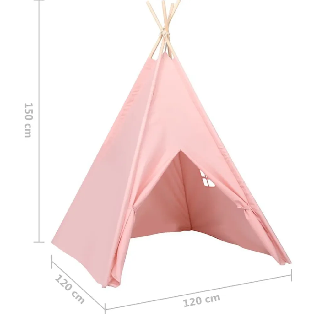 vidaXL Tienda tipi niños y bolsa piel de melocotón 120x120x150cm Rosa Online