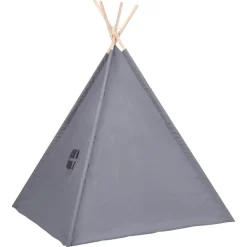vidaXL Tienda tipi niños y bolsa piel de melocotón 120x120x150cm Gris Outlet