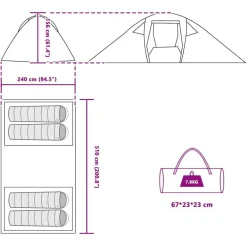 vidaXL Actividades Al Aire Libre-Tienda túnel con techo 510 x 240 x 156 cm tafetán