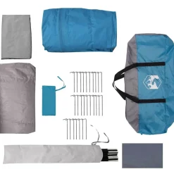 vidaXL Tienda túnel para 4 personas y gris 740 x 370 x 220 cm Azul