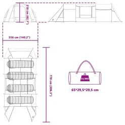 vidaXL Actividades Al Aire Libre-Tienda túnel para 4 personas y gris 778 x 356 x 210 cm