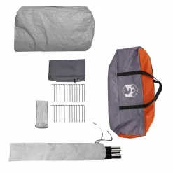 vidaXL Tienda túnel para 6 personas 700 x 590 x 215 cm Gris y naranja Outlet