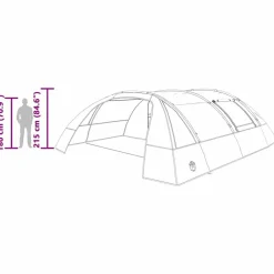 vidaXL Tienda túnel para 6 personas 700 x 590 x 215 cm Gris y naranja Outlet