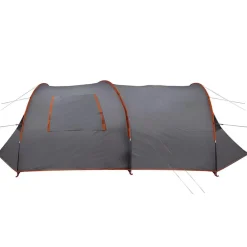vidaXL Tienda túnel para 6 personas 700 x 590 x 215 cm Gris y naranja Outlet
