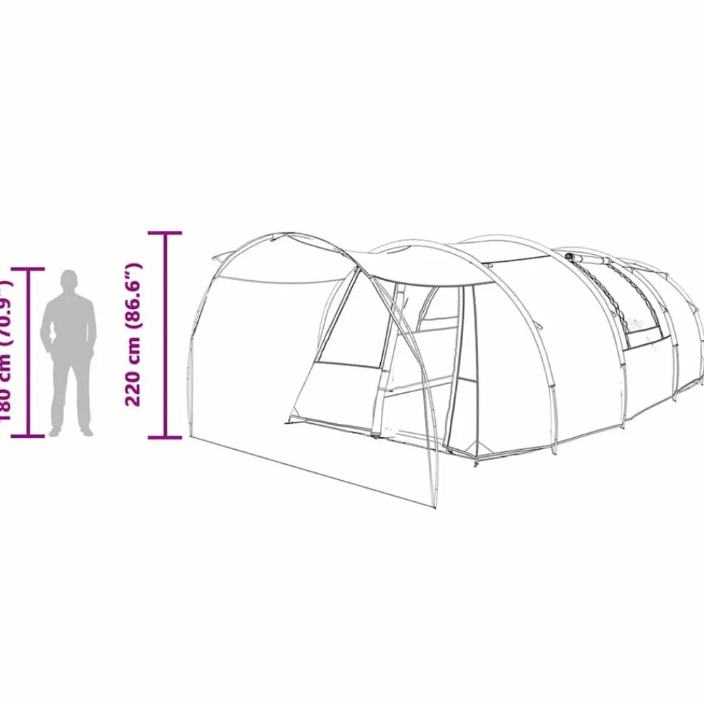 vidaXL Actividades Al Aire Libre-Tienda túnel para 4 personas y 740 x 370 x 220 cm
