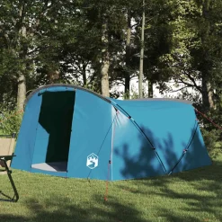 vidaXL Tienda túnel para 4 personas y gris 318 x 275 x 140 cm Azul Clearance