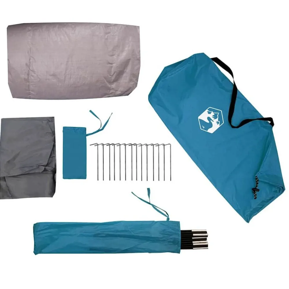 vidaXL Tienda túnel para 4 personas y gris 318 x 275 x 140 cm Azul Clearance