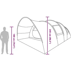 vidaXL Tienda túnel para 8 personas con techo 710 x 460 x 245 cm Verde Sale