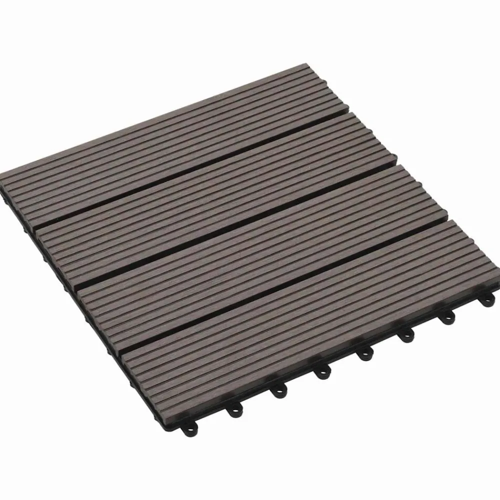 vidaXL Productos Del Hogar-Tile de Decking 11 pcs Marrón Oscuro 30 x 30 cm WPC