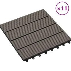 vidaXL Productos Del Hogar-Tile de Decking 11 pcs Marrón Oscuro 30 x 30 cm WPC