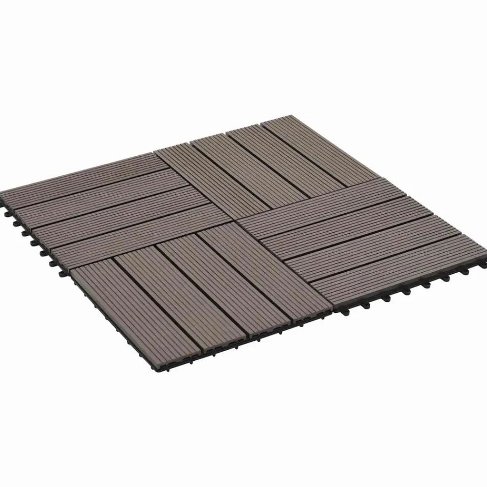 vidaXL Productos Del Hogar-Tile de Decking 11 pcs Marrón Oscuro 30 x 30 cm WPC