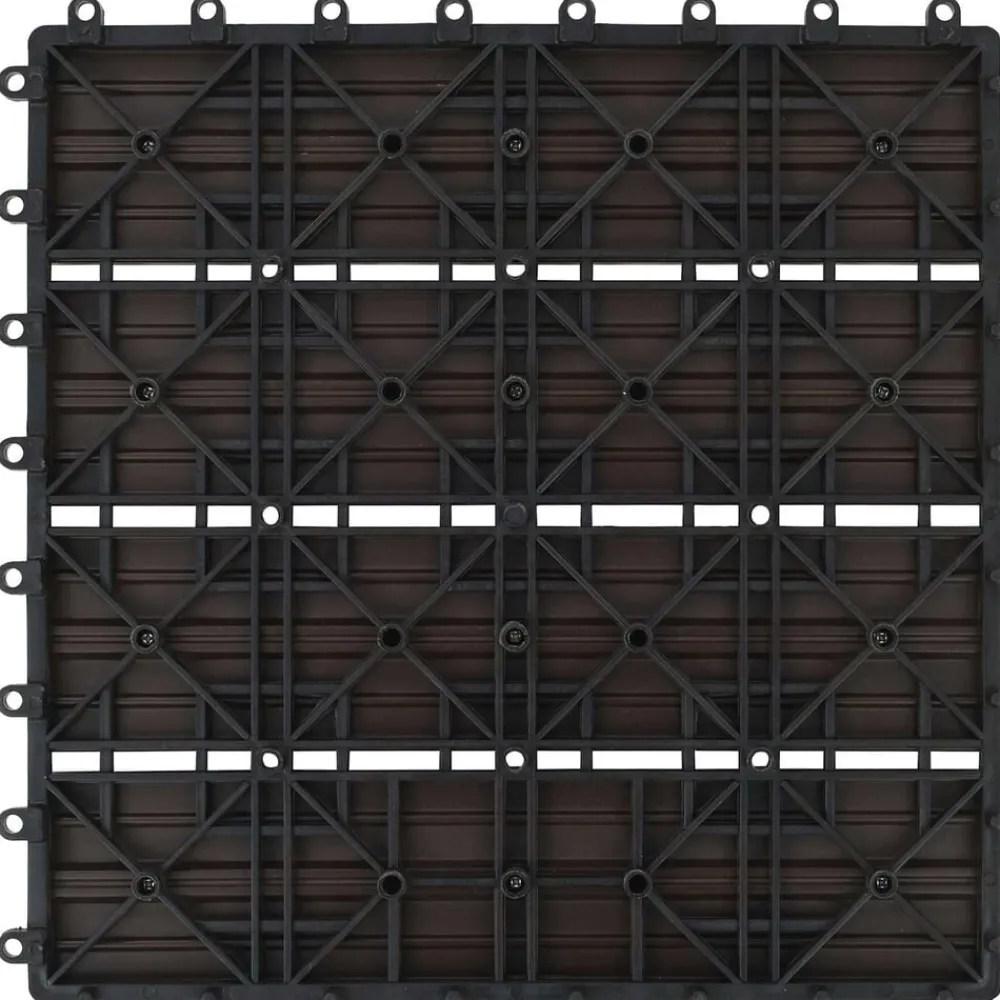 vidaXL Productos Del Hogar-Tile de Decking 11 pcs Marrón Oscuro 30 x 30 cm WPC