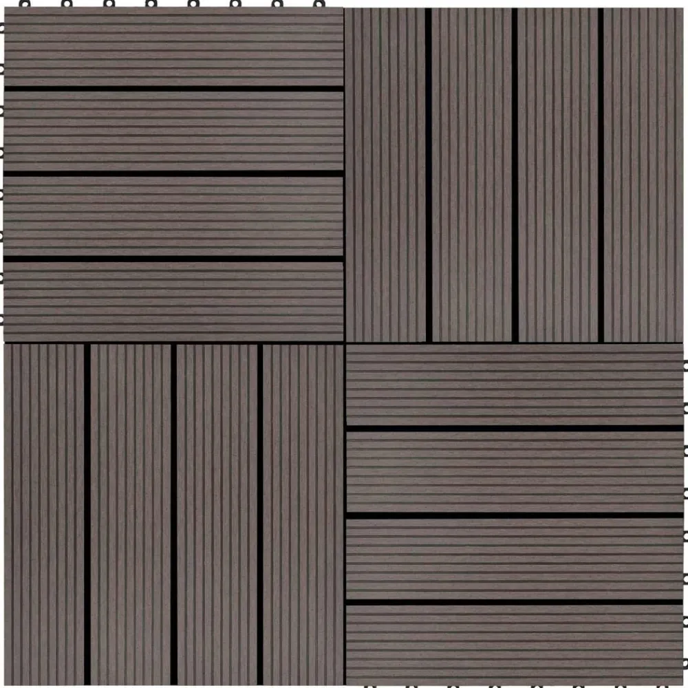 vidaXL Productos Del Hogar-Tile de Decking 11 pcs Marrón Oscuro 30 x 30 cm WPC