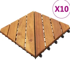 vidaXL Tile de Decking 10 pcs Marrón 30 x 30 cm Madera de Acacia Marr&oacute;n Online