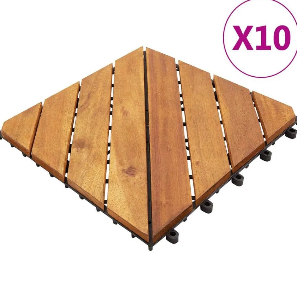 vidaXL Tile de Decking 10 pcs Marrón 30 x 30 cm Madera de Acacia Marrón Online
