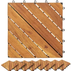 vidaXL Tile de Decking 10 pcs Marrón 30 x 30 cm Madera de Acacia Marrón Online