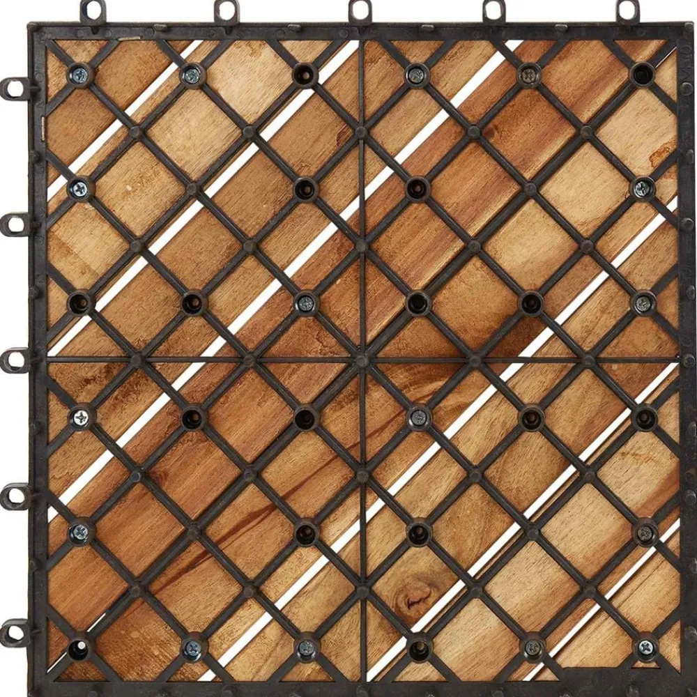 vidaXL Tile de Decking 10 pcs Marrón 30 x 30 cm Madera de Acacia Marrón Online