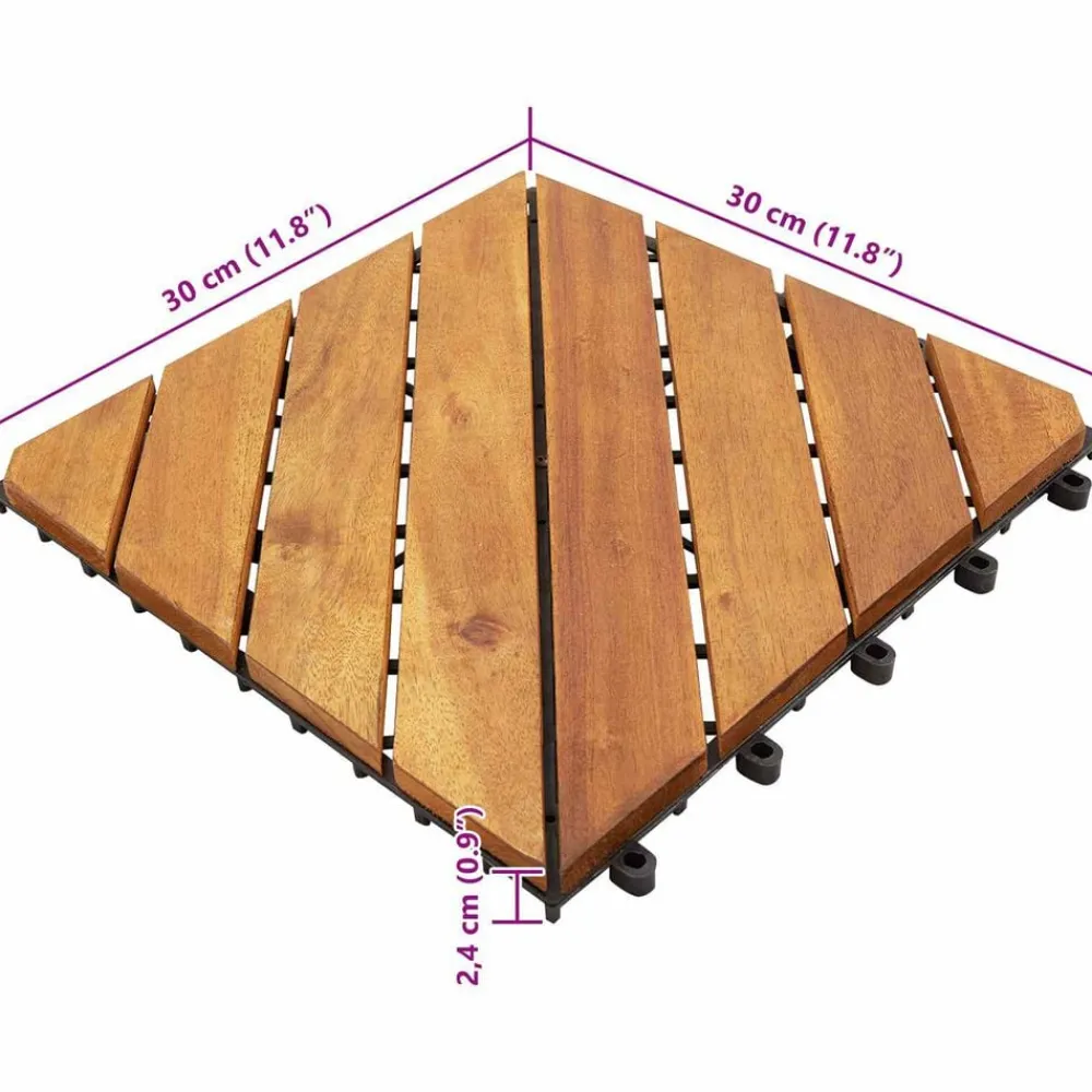 vidaXL Tile de Decking 10 pcs Marrón 30 x 30 cm Madera de Acacia Marrón Online