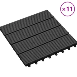 vidaXL Tile de Decking 11 pcs 30 x 30 cm WPC Negro New