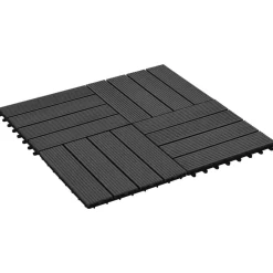 vidaXL Tile de Decking 11 pcs 30 x 30 cm WPC Negro New