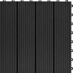 vidaXL Tile de Decking 11 pcs 30 x 30 cm WPC Negro New