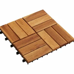 vidaXL Tile de Decking 10 pcs Marrón 30 x 30 cm Madera de Acacia Marr&oacute;n New