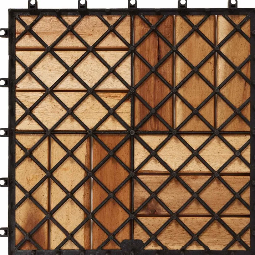 vidaXL Tile de Decking 10 pcs Marrón 30 x 30 cm Madera de Acacia Marrón New