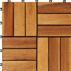 vidaXL Tile de Decking 10 pcs Marrón 30 x 30 cm Madera de Acacia Marrón New