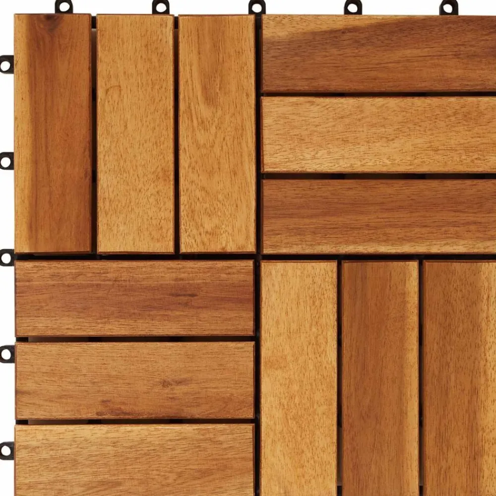 vidaXL Tile de Decking 10 pcs Marrón 30 x 30 cm Madera de Acacia Marrón New