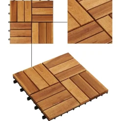 vidaXL Tile de Decking 10 pcs Marrón 30 x 30 cm Madera de Acacia Marrón New