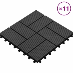 vidaXL Tile de Decking 11 pcs 30 x 30 cm WPC Negro Outlet