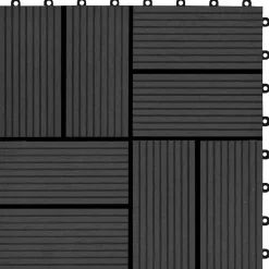 vidaXL Tile de Decking 11 pcs 30 x 30 cm WPC Negro Outlet