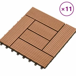 vidaXL Tile de Decking 11 pcs Marrón 30 x 30 cm WPC Marr&oacute;n Outlet
