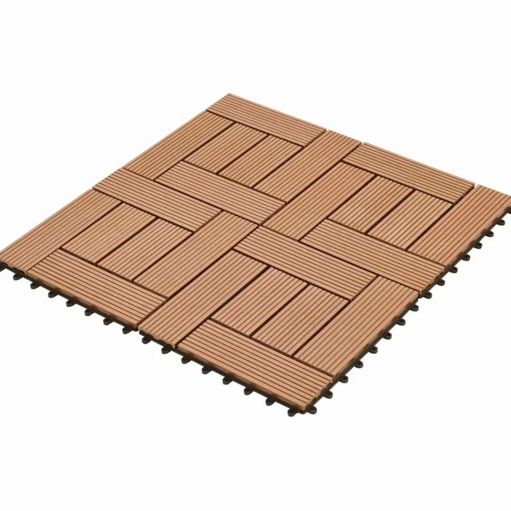 vidaXL Tile de Decking 11 pcs Marrón 30 x 30 cm WPC Marrón Outlet